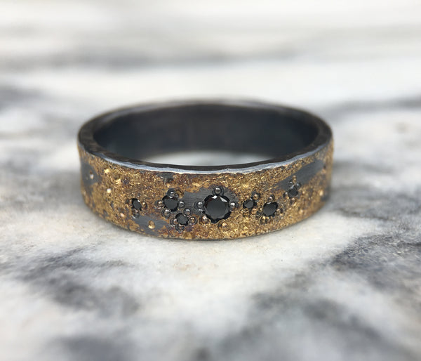 GALAXY RING WITH 7 RANDOM BLACK DIAMONDS