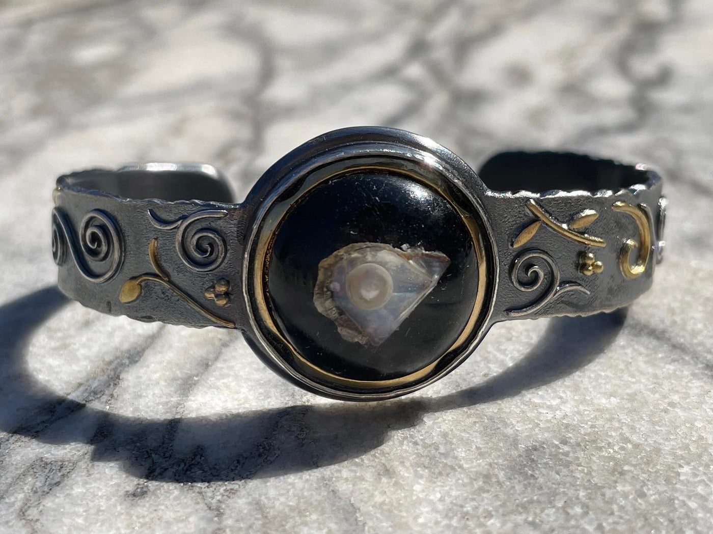 CELTIC BANGLES WITH SEA SHELLS AND PEARLS