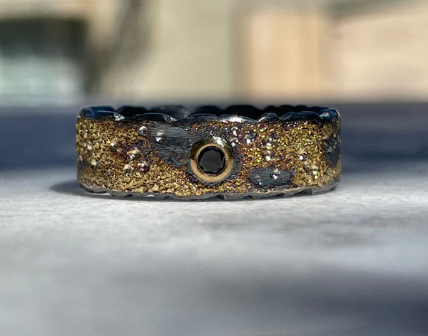 GALAXY RING WITH BEZEL SET BLACK DIAMOND