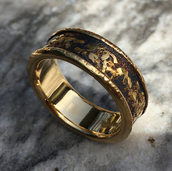 BOULDER RING LINED WITH 22CT GOLD
