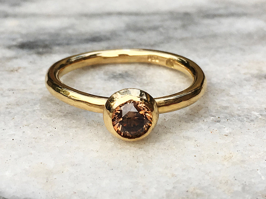 FROSTED ORB RING WITH COGNAC DIAMOND