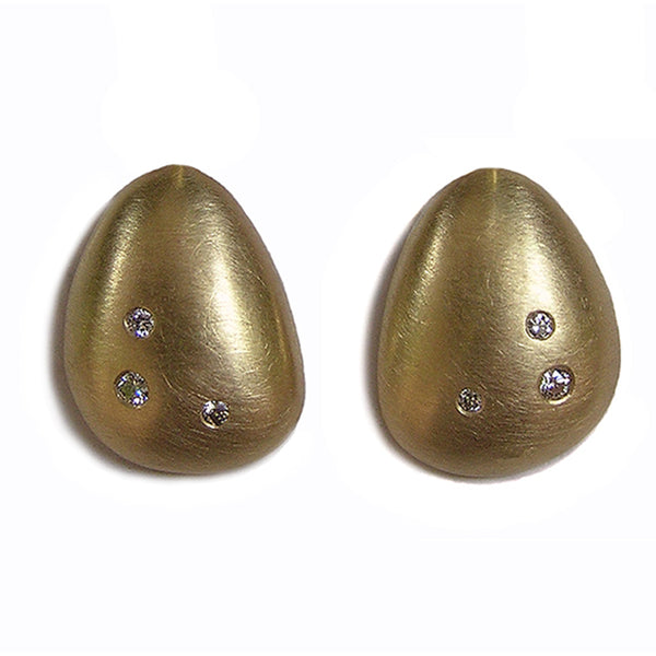 PETAL STUD EARRINGS 9CT GOLD WITH DIAMONDS
